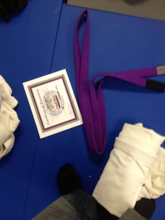Purple belt · November 30, 2012 · Promoted by Kurt Pellegrino