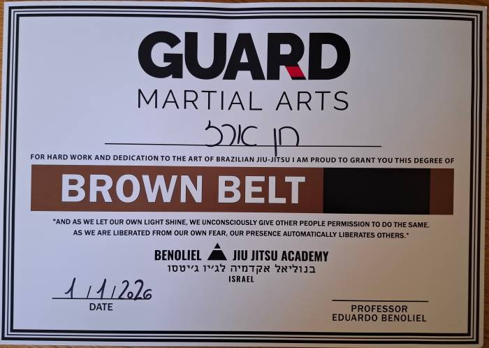 Brown belt · January 1, 2026 · Promoted by Eduardo Benoliel
