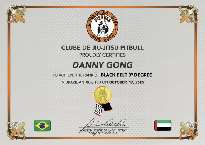 Black belt 3rd degree · October 17, 2025 · Promoted by Marco Nascimento