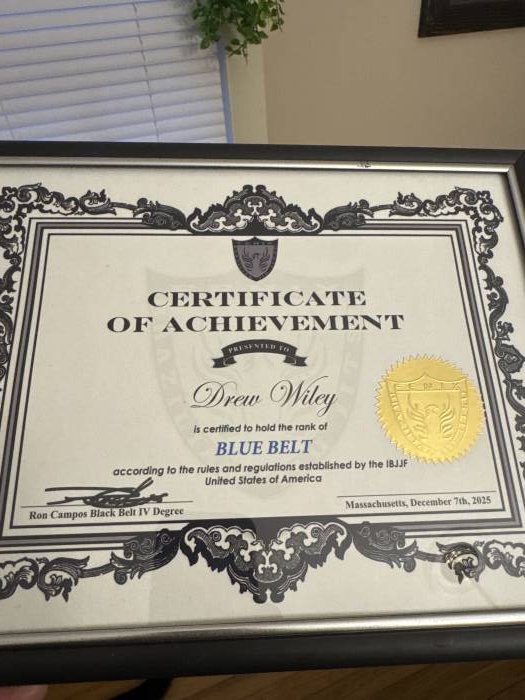 Blue belt · December 7, 2025 · Promoted by Ron Campos