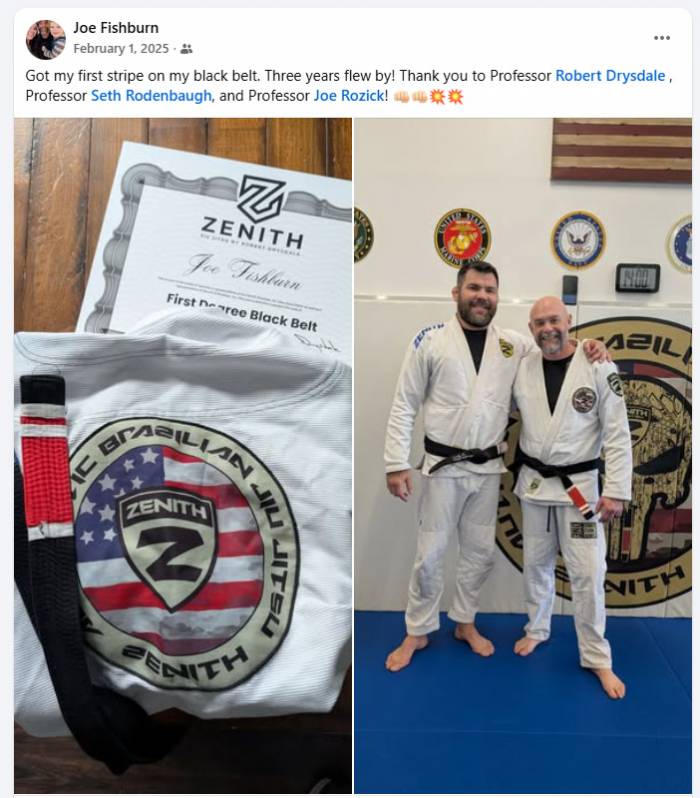 Black belt 1st degree · February 1, 2025 · Promoted by Robert Drysdale
