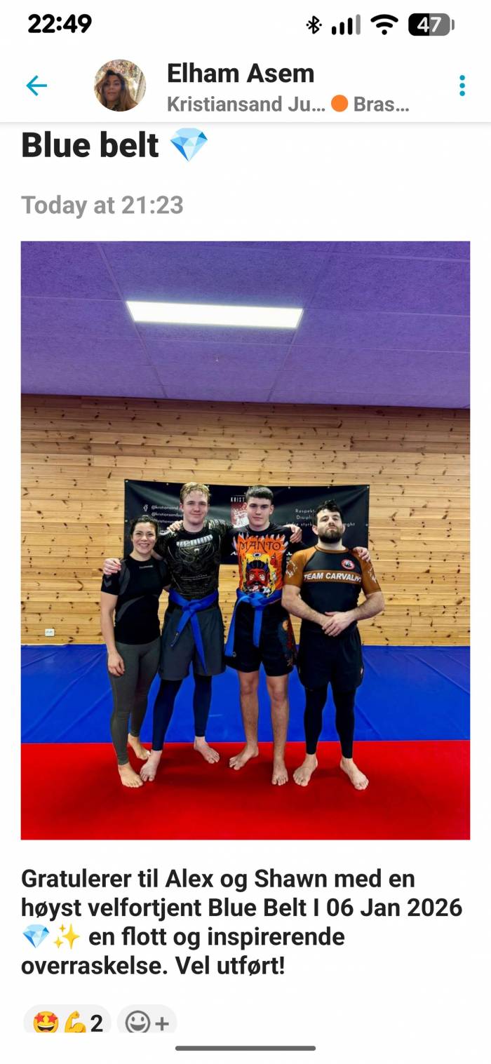 Blue belt · January 6, 2026 · Promoted by JULIAN GJESTVANG, Brasiliansk Jiu-Jitsu