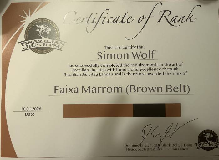 Brown belt · January 10, 2026 · Promoted by Hugo Février