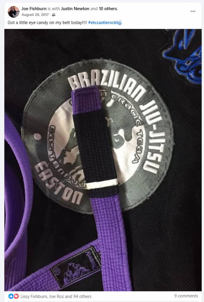 Purple belt · July 30, 2016 · Promoted by Chris Stolzman