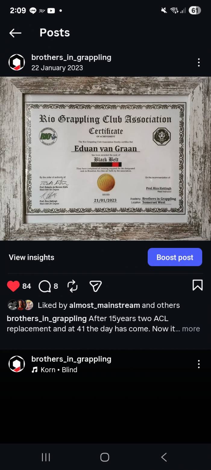Black belt 1st degree · January 22, 2026 · Promotion by time served