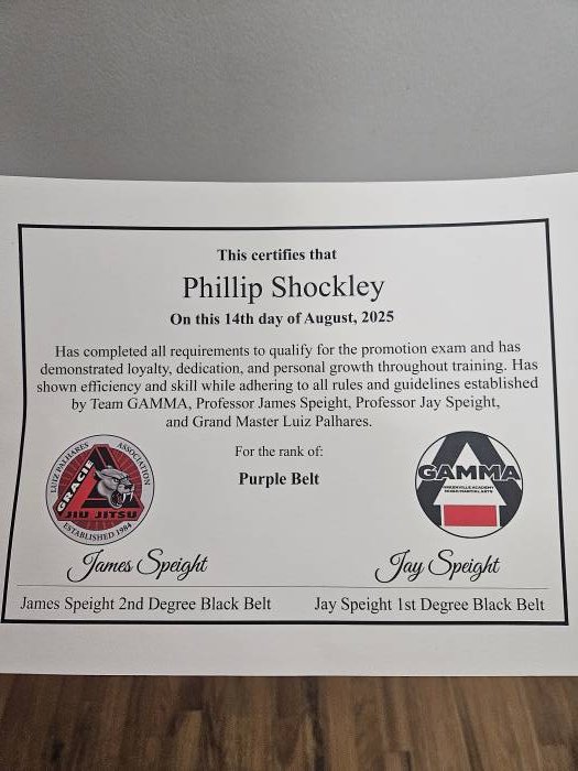 Purple belt · August 14, 2025 · Promoted by Jay Speight