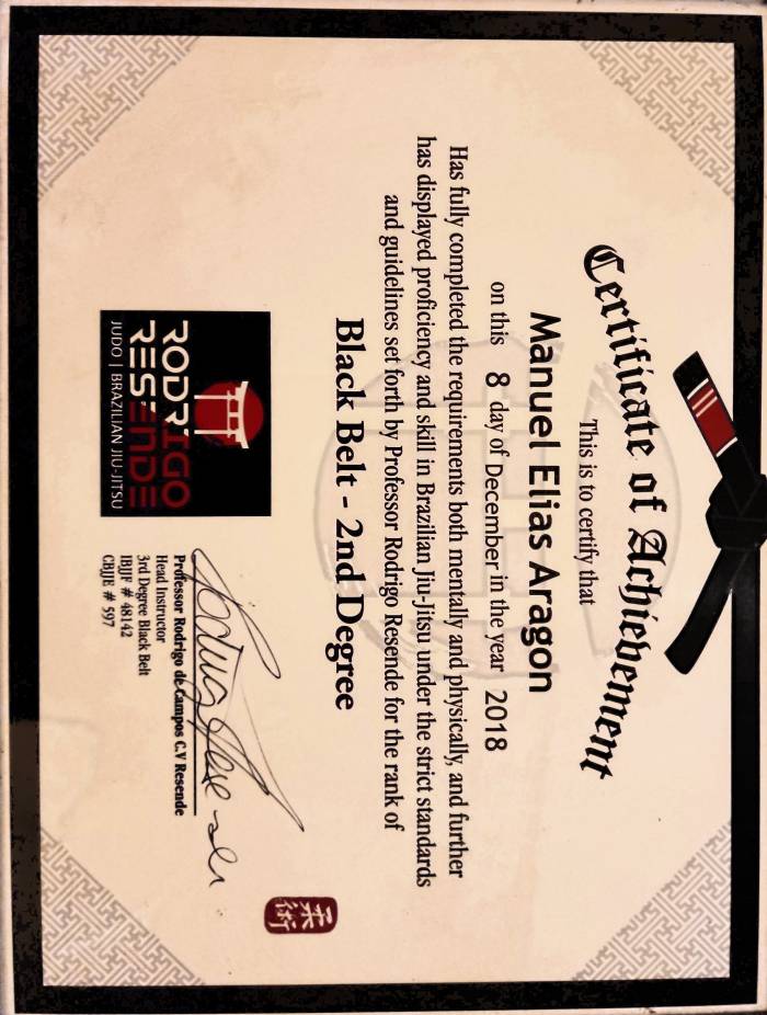 Black belt 2nd degree · December 8, 2018 · Promoted by Rodrigo Resende
