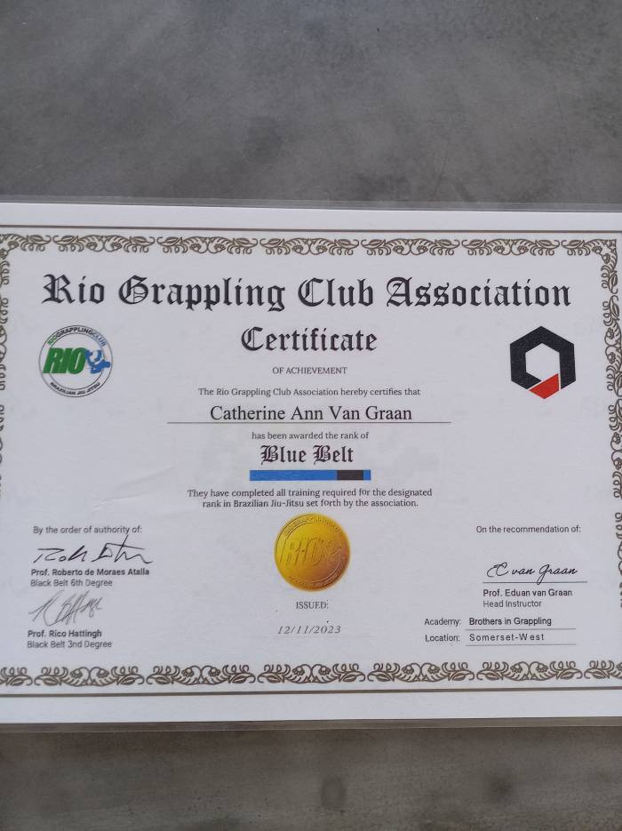 Blue belt · January 24, 2023 · Promoted by Eduan Van Graan