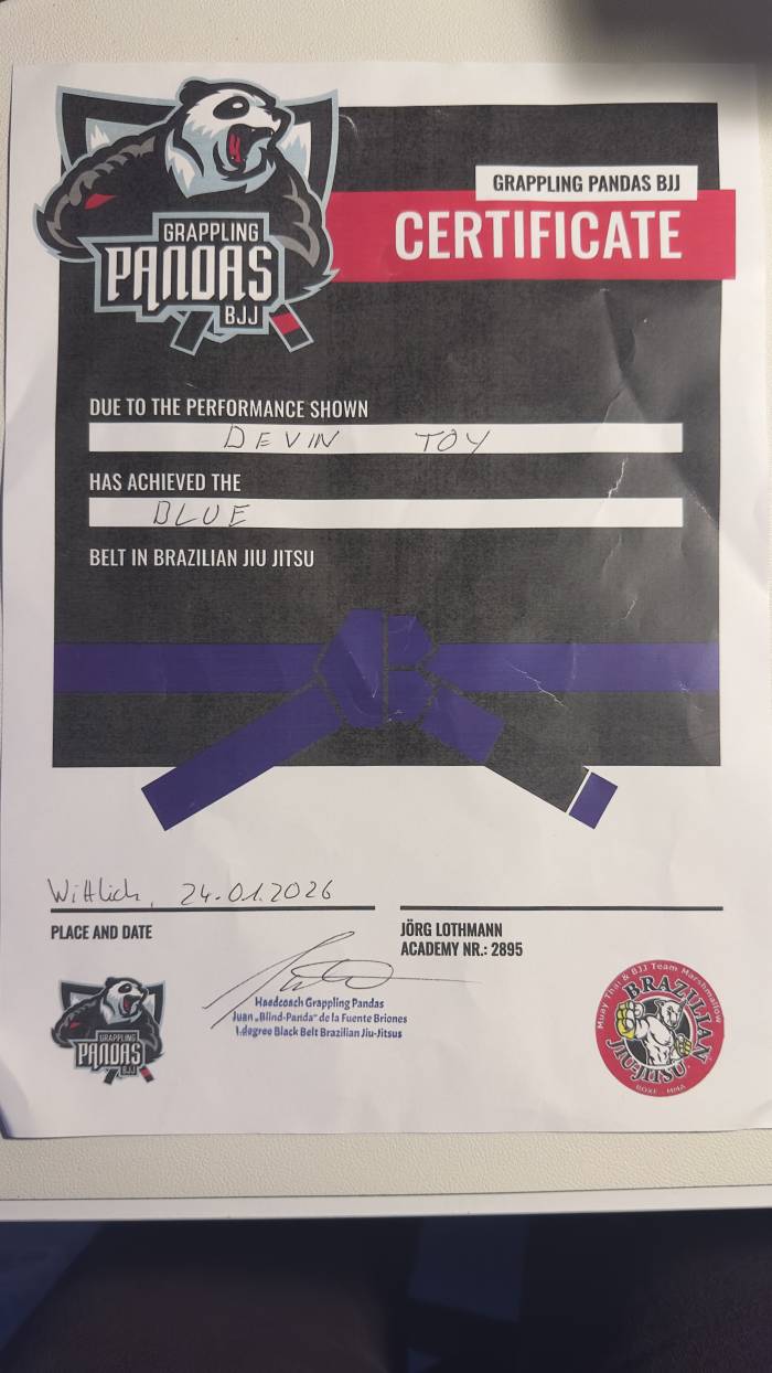 Blue belt · January 24, 2026 · Promoted by Marco Raphael