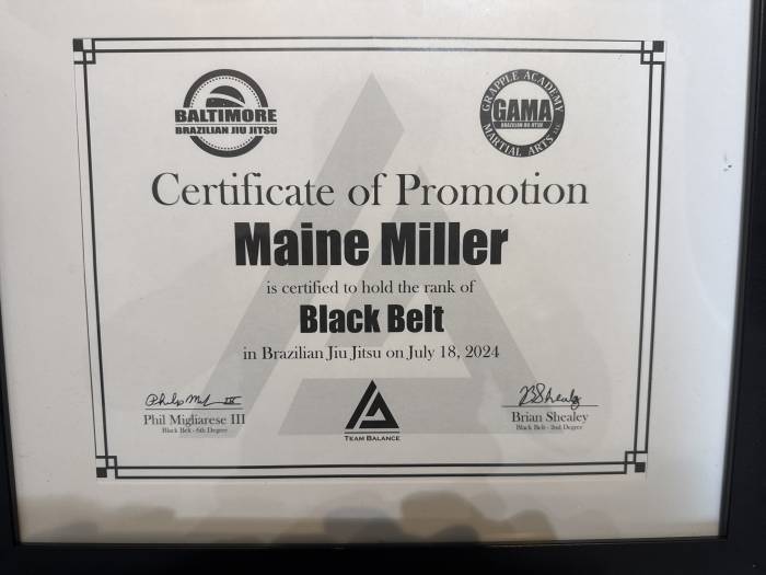 Black belt · July 18, 2024 · Promoted by Zak Brodnik