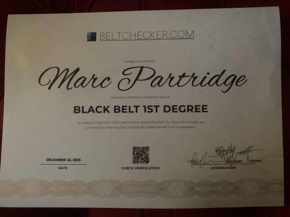 Black belt 1st degree · December 20, 2025 · Promotion by time served