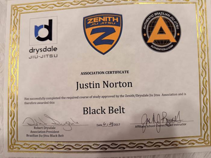 Black belt · June 24, 2017 · Promoted by Professor Robert Drysdale