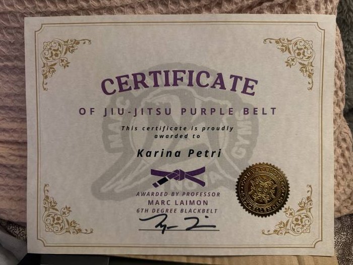 Purple belt · October 2, 2025 · Promoted by Marc Laimon