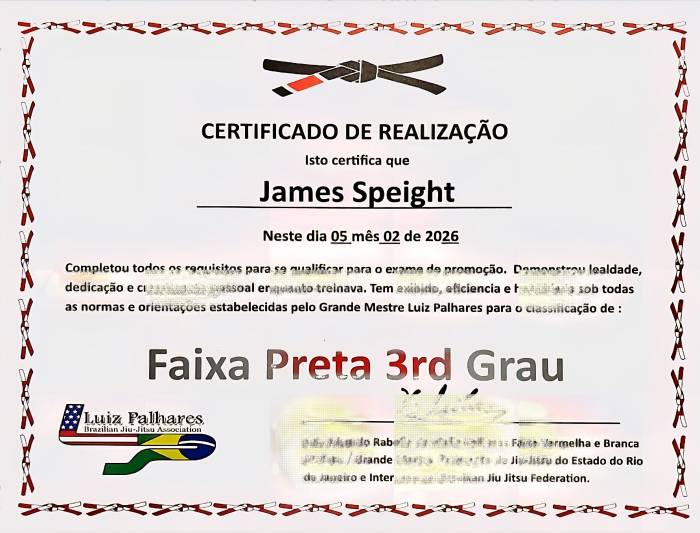 Black belt 3rd degree · February 5, 2026 · Promoted by Luiz Palhares