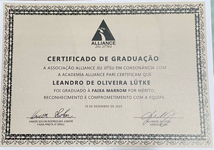 Brown belt · December 16, 2023 · Promoted by Vanor Solon