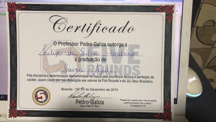 Blue belt · February 1, 2011 · Promoted by PEDRO GALIZA