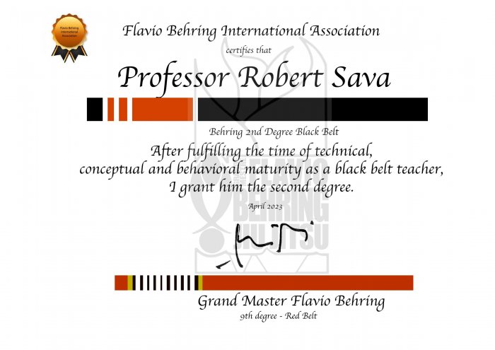 Black belt 2nd degree · April 20, 2023 · Promoted by Flavio BEHRING