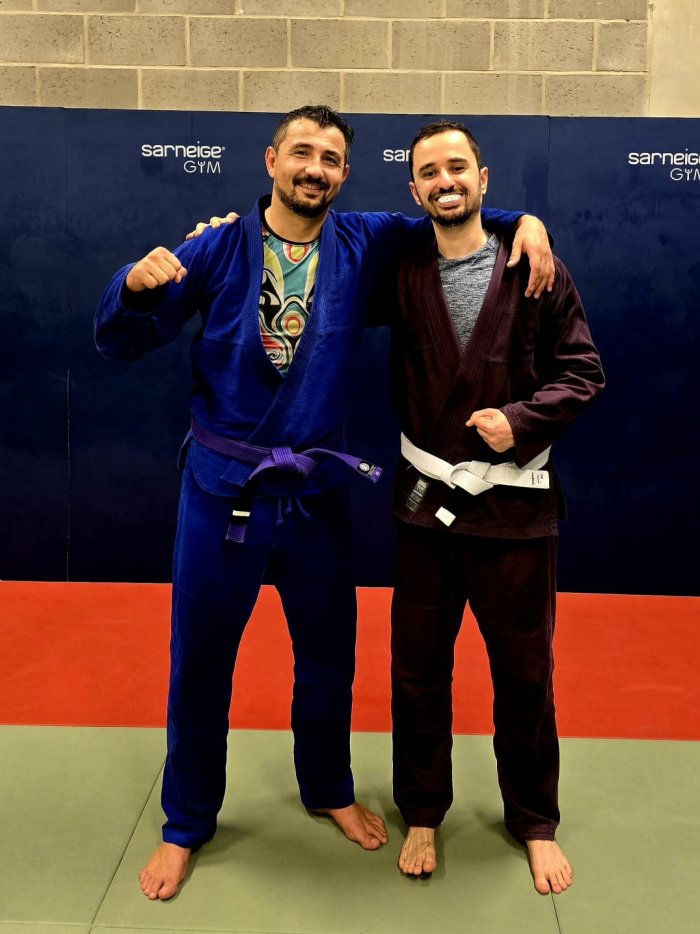 Celebrating Marius's First Stripe on his Purple Belt