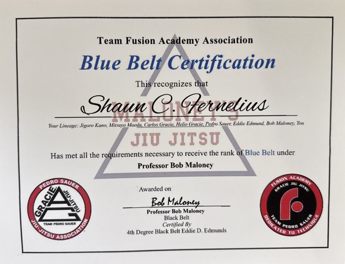 Blue belt · November 16, 2024 · Promoted by Bob Maloney