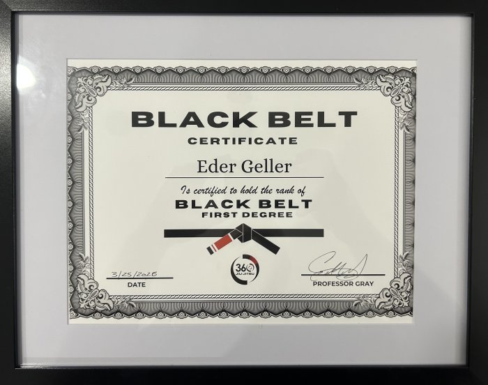 Black belt 1st degree · March 25, 2026 · Promoted by Casey Gray