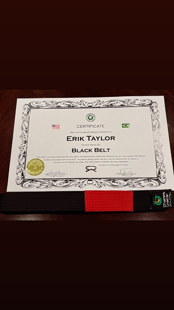 Black belt · November 15, 2025 · Promoted by Charles Gracie