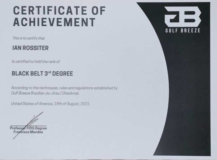 Black belt 3rd degree · August 19, 2021 · Promotion by time served