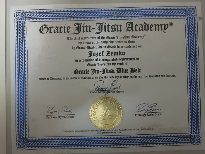 Blue belt · May 16, 2014 · Promoted by gracie academy