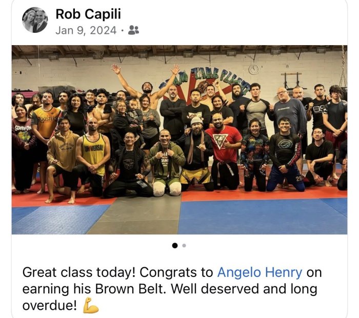 Brown belt · January 15, 2024 · Promoted by Rob Capili