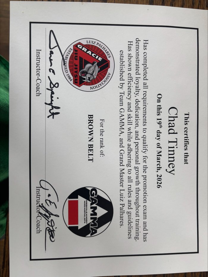Brown belt · March 19, 2026 · Promoted by James Speight