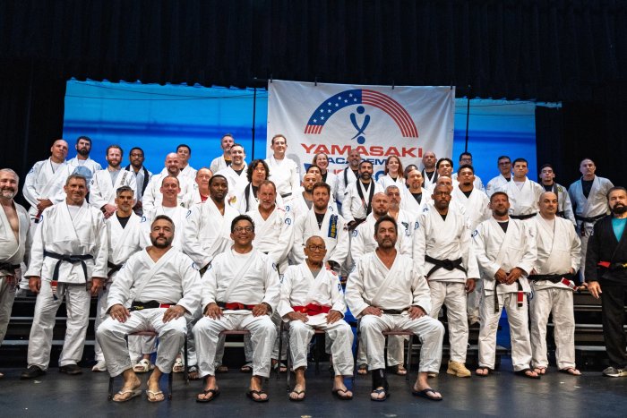 Yamasaki Academy USA 30th Anniversary Black Belts.  I'm in there somewhere....