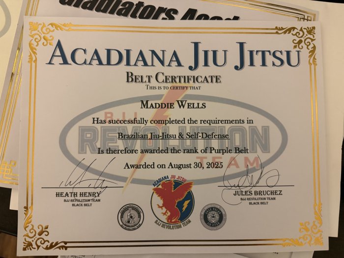 Purple belt · August 30, 2025 · Promoted by Heath Henry