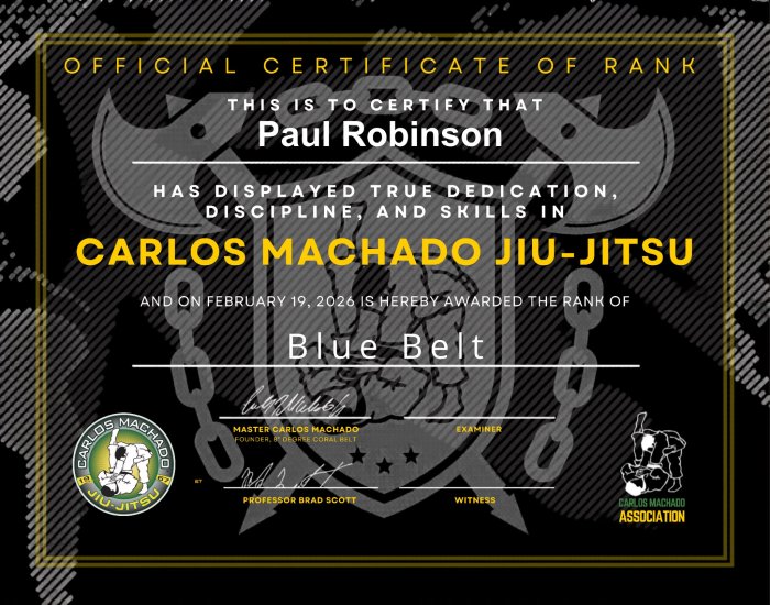 Blue belt · February 19, 2026 · Promoted by Anthony Hudson