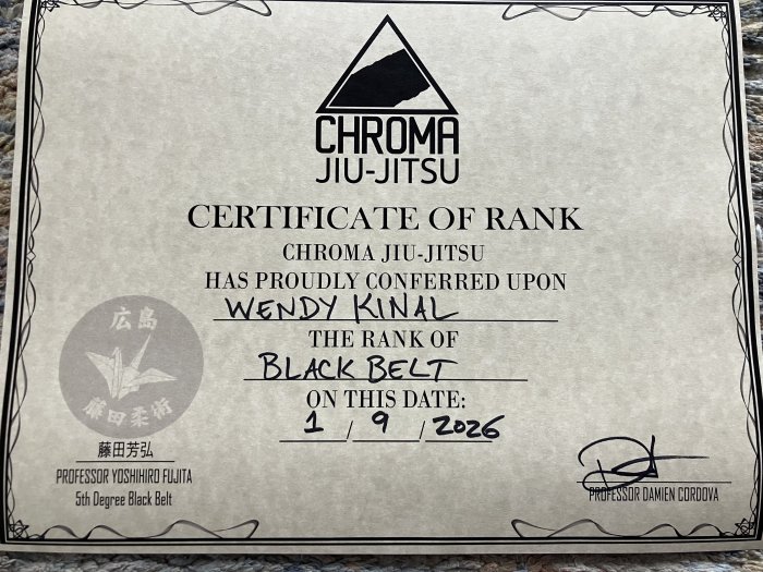 Black belt · January 9, 2026 · Promoted by Damien Cordova