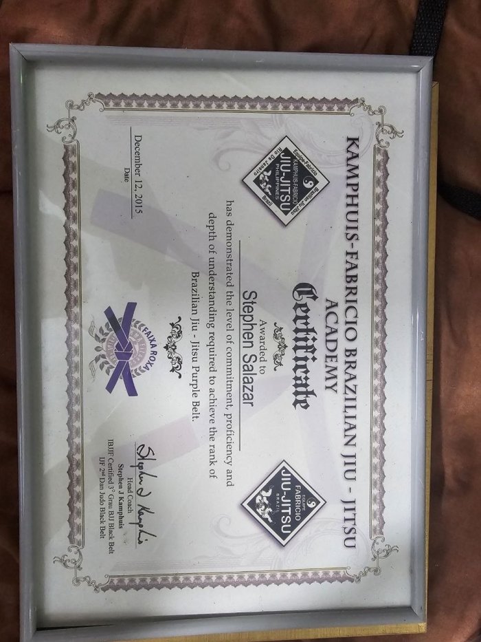 Purple belt · December 12, 2015 · Promoted by Stephen Kamphuis