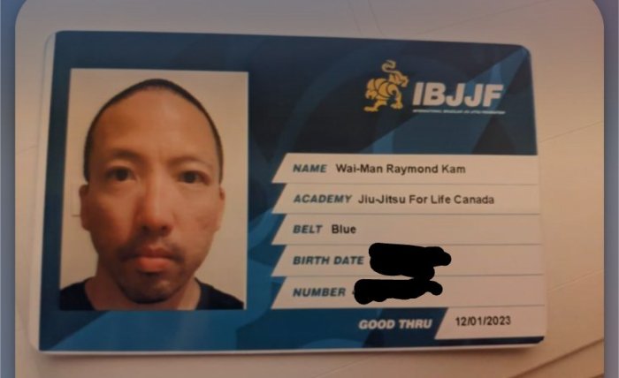 IBJJF Blue Belt Membership card