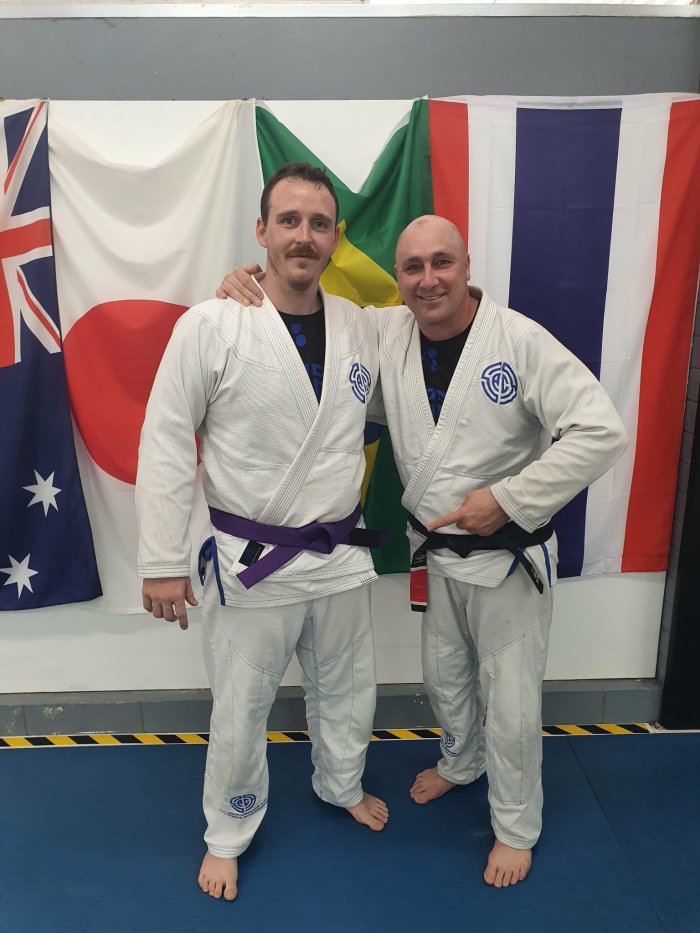 Purple belt · December 6, 2022 · Promoted by Promoted to Purple belt by Professor James Hellyer (SA Combat Academy - Adelaide), Stripe 1,2 and 4 by Professor Pedro Henrique Silva Gonçalves (SA Combat Academy - Adelaide)