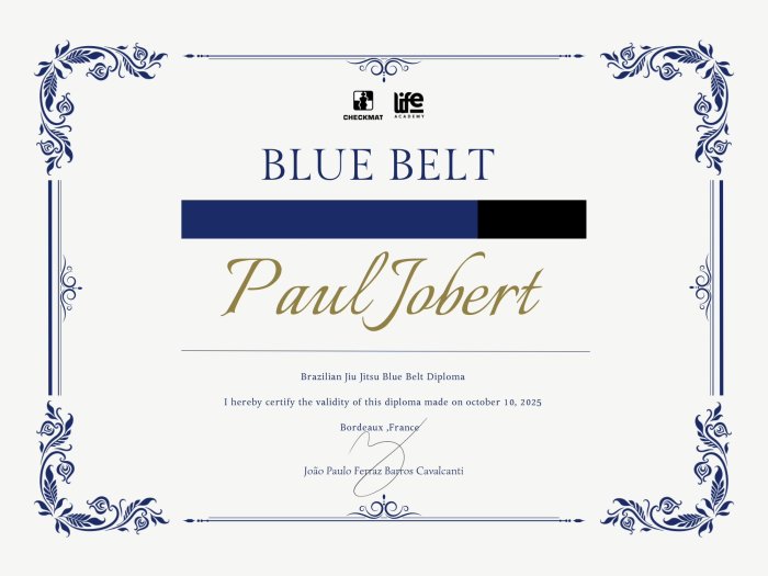 Blue belt · October 6, 2025 · Promoted by Joaoa Paulo Ferraz Barros Cavalcanti