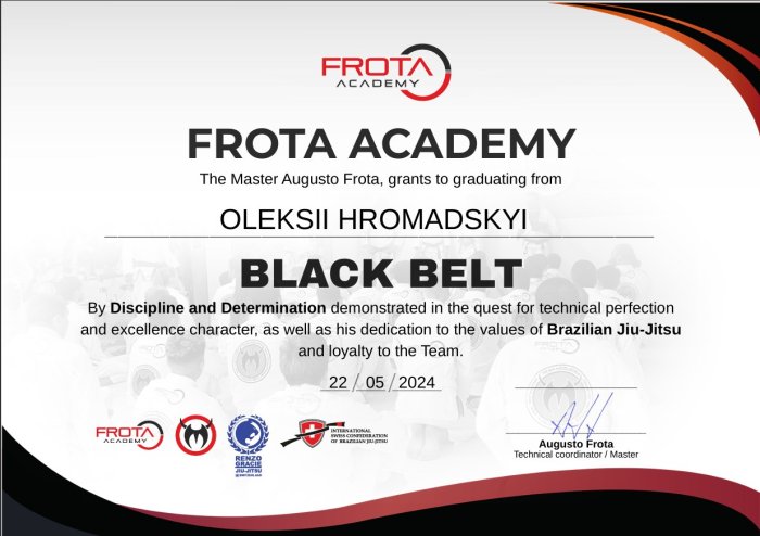 Black belt · May 22, 2024 · Promoted by Augusto Frota