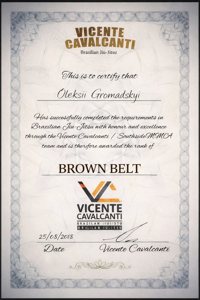 Brown belt · August 25, 2018 · Promoted by Paul Stolyar