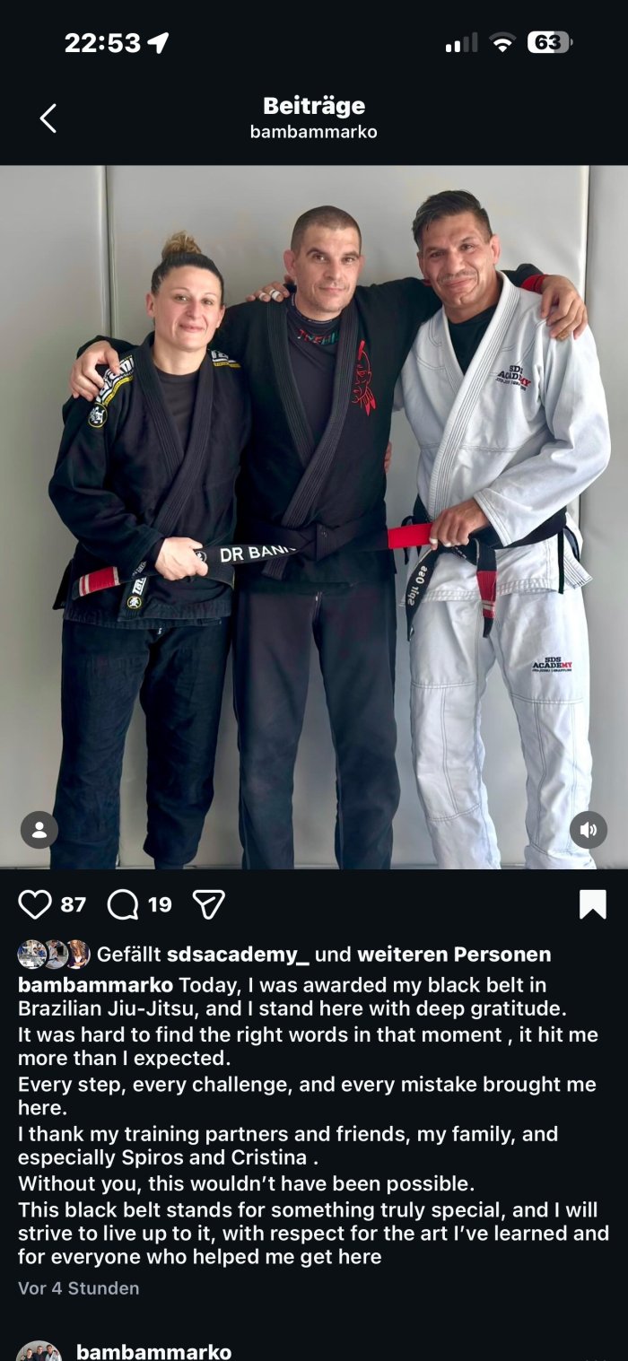 Black belt · May 1, 2026 · Promoted by Spiros Huhn