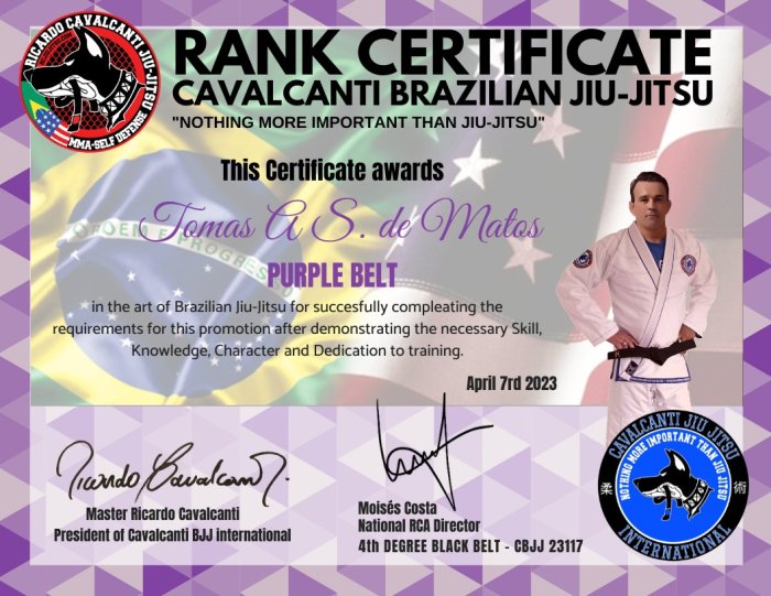 Purple belt · April 7, 2023 · Promoted by Ricardo Cavalcanti