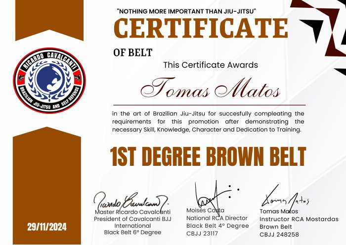 Brown belt · November 29, 2024 · Promoted by Ricardo Cavalcanti