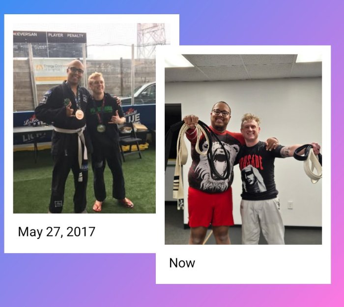 White Belts and Black Belts together.