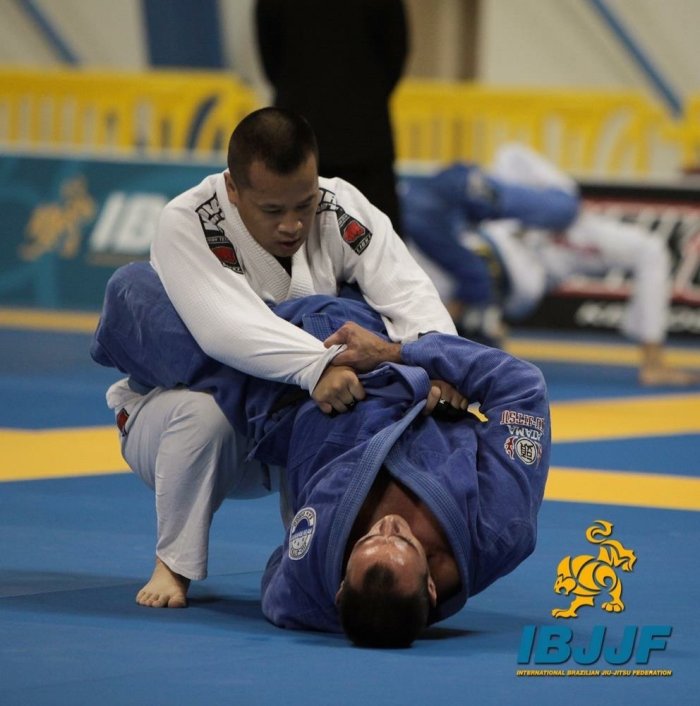 Masters-Seniors Worlds 2012 action shot (I'm in the white gi)