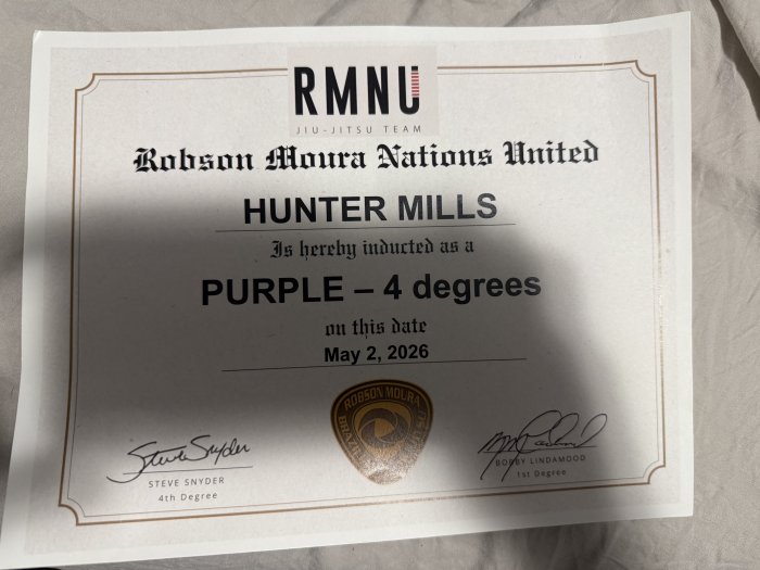Purple belt · April 20, 2024 · Promoted by Steve Snyder