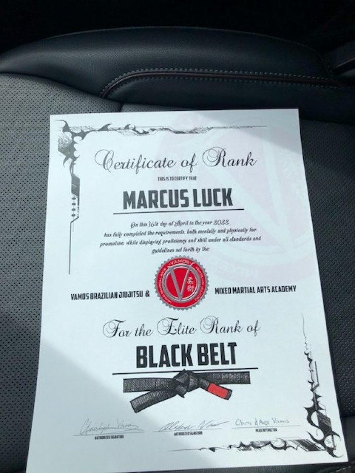Black belt · April 16, 2022 · Promoted by Chris and Alex Vamos
