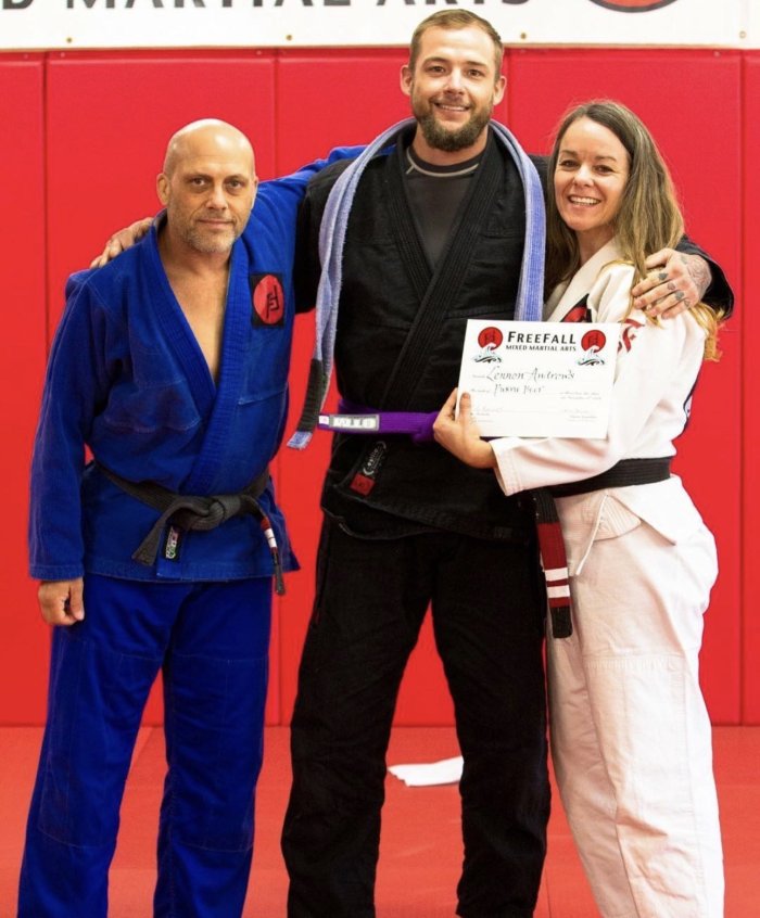 Purple belt · November 11, 2018 · Promoted by Mike Roberts—Freefall MMA, 2nd Degree under Claudio França