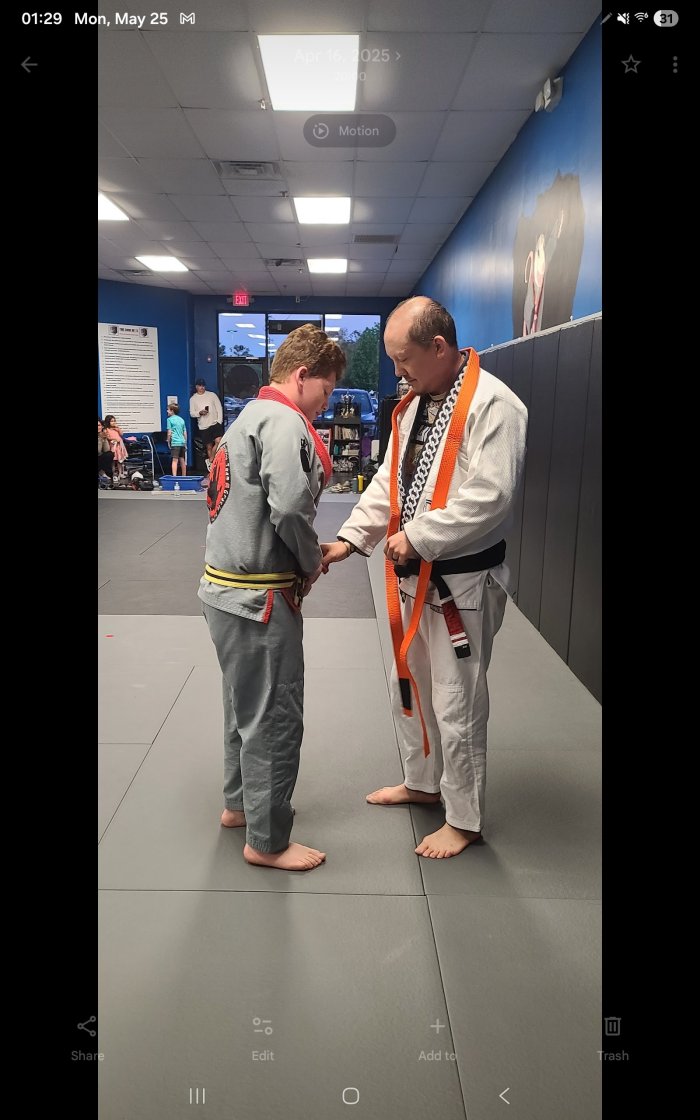 Orange belt · April 16, 2025 · Promoted by Christopher Garza