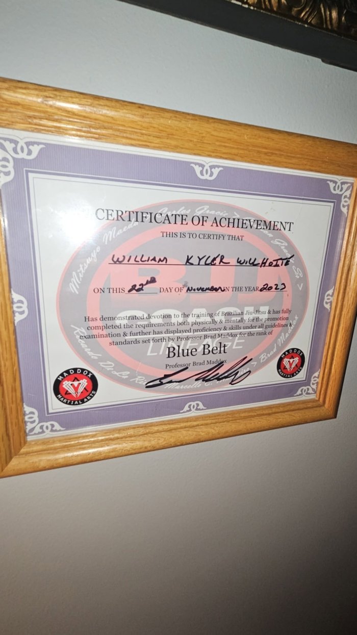 Blue belt · November 22, 2023 · Promoted by Brad Maddox