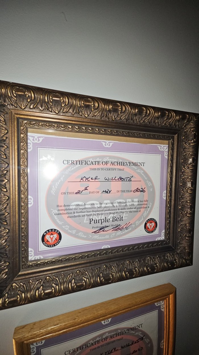 Purple belt · May 22, 2026 · Promoted by Brad Maddox